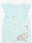 Pyjama bleu turquoise motif dinosaure et fleurs enfant fille CHOUFIETTE / 22E5PF51PYJ203