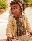 Cardigan en tricot ajouré et torsadé jaune pastel FABONNY / 23E1BF81CAR114