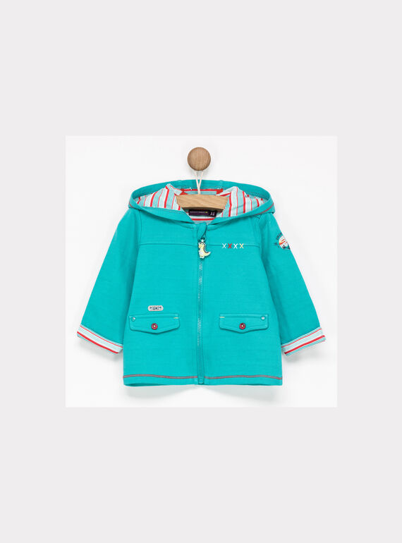 Gilet à capuche turquoise NAZAC / 18E1BGS1GIL210