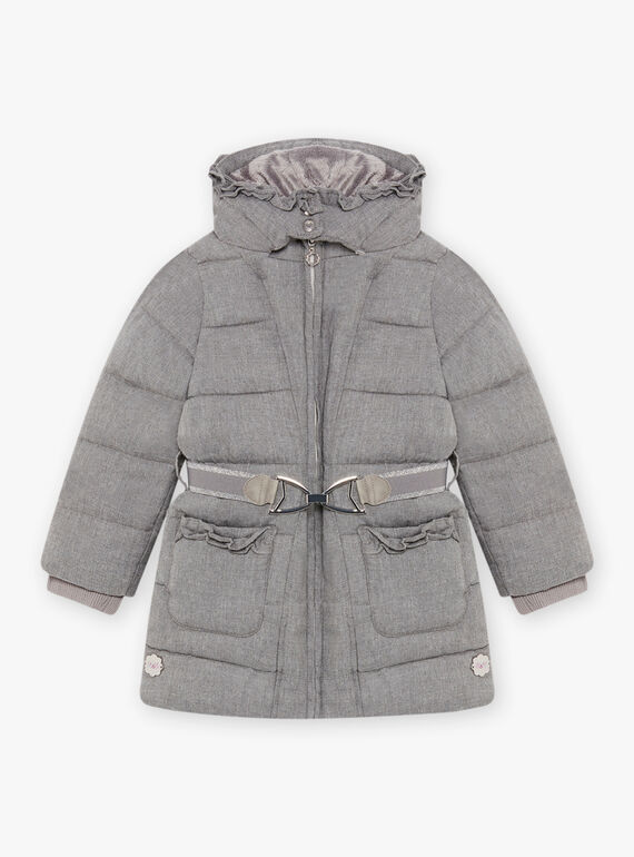 Doudoune gris souris à capuche enfant fille BLOZIKETTE / 21H2PFE3D3E904