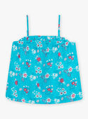 Débardeur bleu turquoise imprimé fleuri enfant fille CAUDEBETTE 2 / 22E2PFT2DEB202