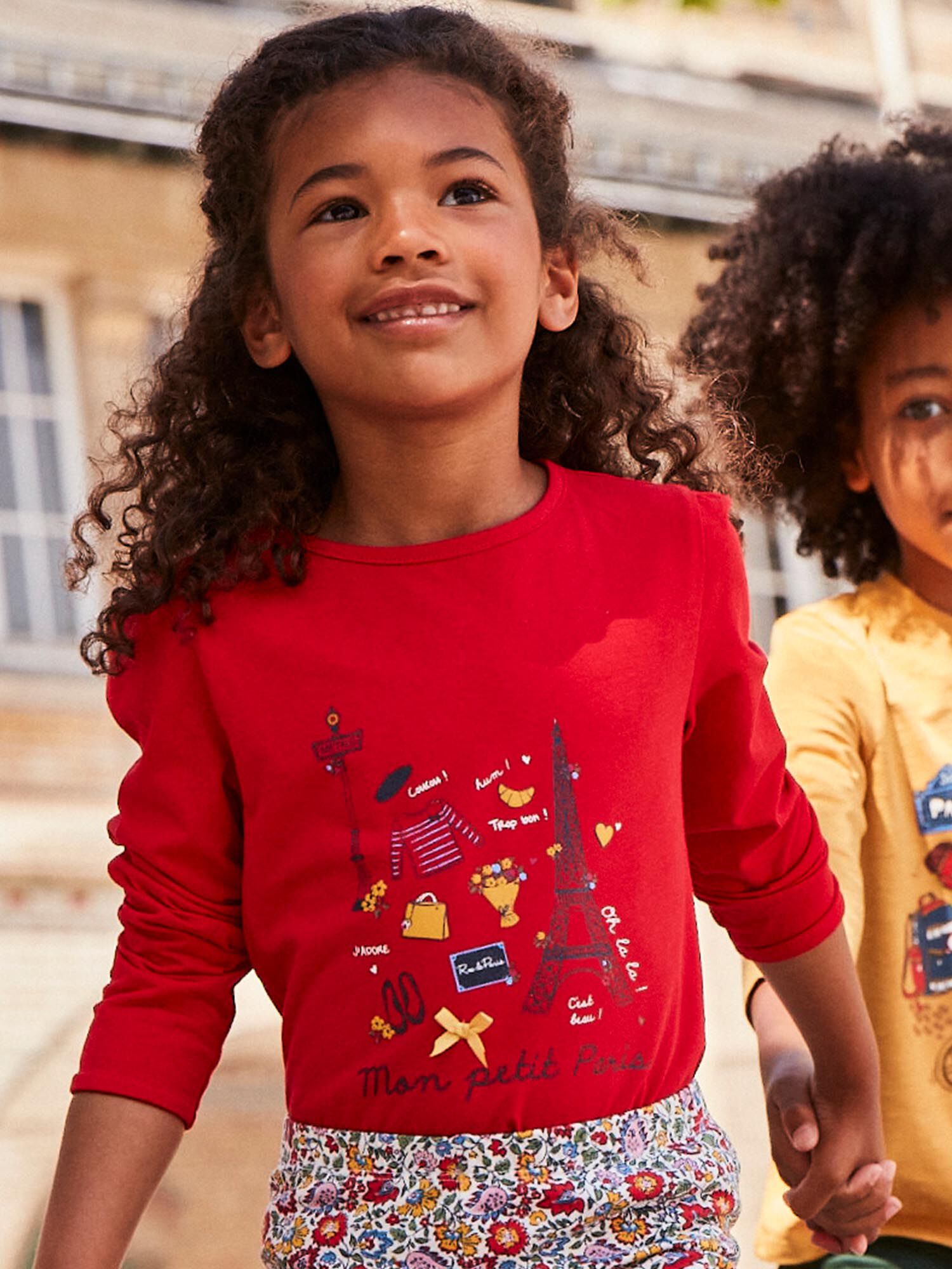 T shirt rouge motifs Paris Fille Sergent Major