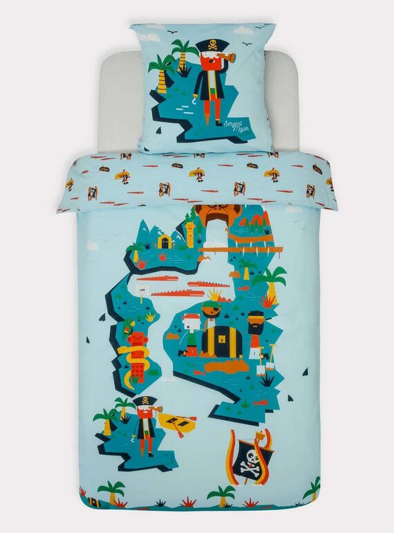 Parure de lit bleu turquoise motif pirate  TIPARURPIR / 20EZEN74PLCC218