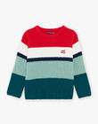 Pull à rayures rouge, vert, blanc et bleu marine FEPULAGE / 23E3PGB1PULG611