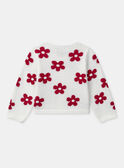 Cardigan blanc à motif fleur rouge Bébé Fille NACAPUCINE / 25H1BFK1CAR001