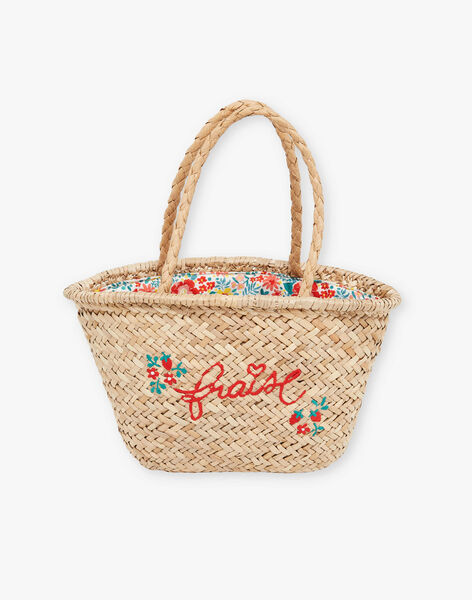 Sac panier en paille brodé Fraise FEPANIETTE / 23E4PFB1BES009