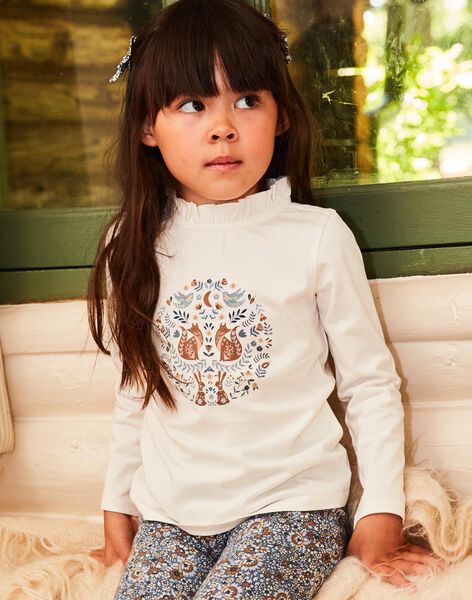 T-shirt écru à motifs fleurs et renards DIASOPETTE / 22H2PFY1TML001