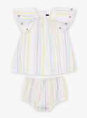 Ensemble robe et bloomer écru à imprimé à rayures en popeline LAALBERTINE / 24H1BFI2ROB001