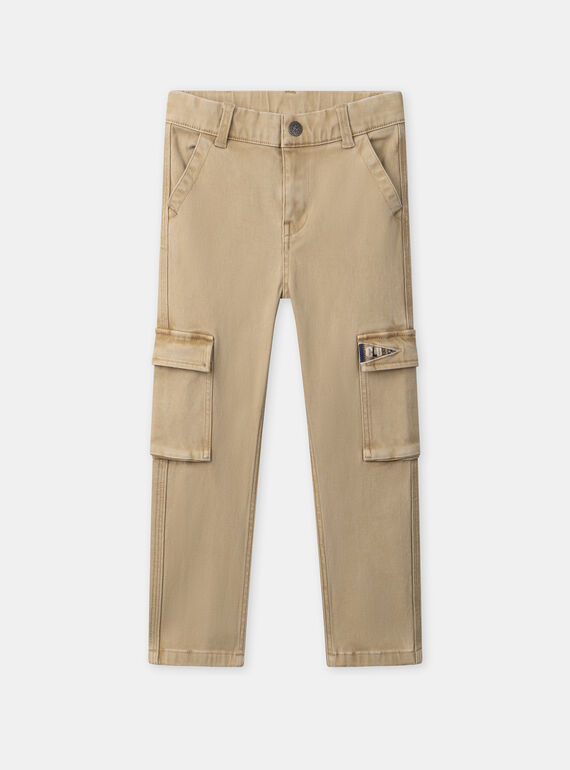 Pantalon cargo marron à poche brodée "Club" Garçon NEMASTAGE / 25H3PGK1PANA012