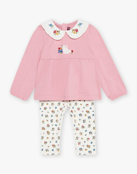 Ensemble blouse rose et legging fleuris DAEMMA / 22H1BFE1ENS309