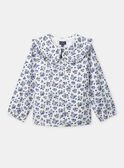 Blouse blanche imprimé fleuri à col claudine Fille NUBOULETTE / 25H2PFQ1CHE009