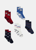 Lot de 5 chaussettes à rayures, imprimés ou uni Garçon NOPAKAGE / 25H4PGP1LC5A015