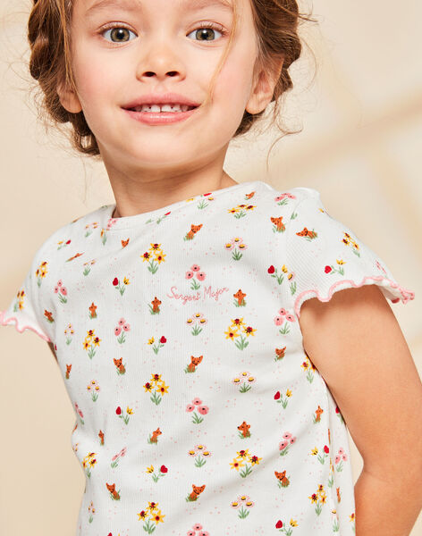 Pyjama écru à imprimé fleurs et renards FLOROETTE / 23E5PF34PYJ001