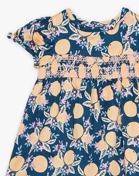 Robe et culotte bleu-vert en satin à fruits FAPAULINE / 23E1BFO1ROB608