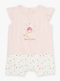 Grenouillère courte rose motif lapin à la plage CEGLACE / 22E5BF54GRE311