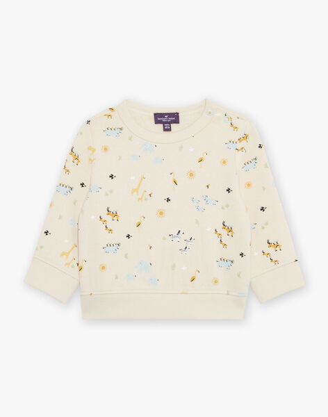 Sweat en molleton jaune animaux de la savane FAARMAND / 23E1BG81SWE114
