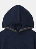 Sweat à capuche bleu foncé à broderie "SGMJ" Garçon NECAPAGE / 25H3PGK1PUL070