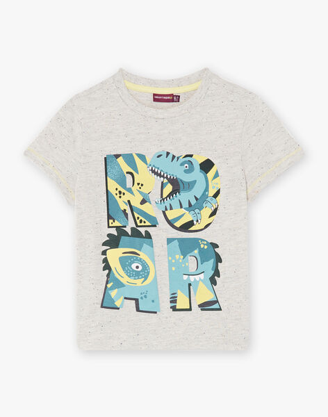 T-shirt gris cendré motif dinosaure fantaisie enfant garçon CAXOLAGE / 22E3PGB1TMCJ904