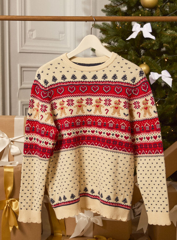 Pull de noël en jacquard femme LEDULEF / 24H2FFG1PULA002