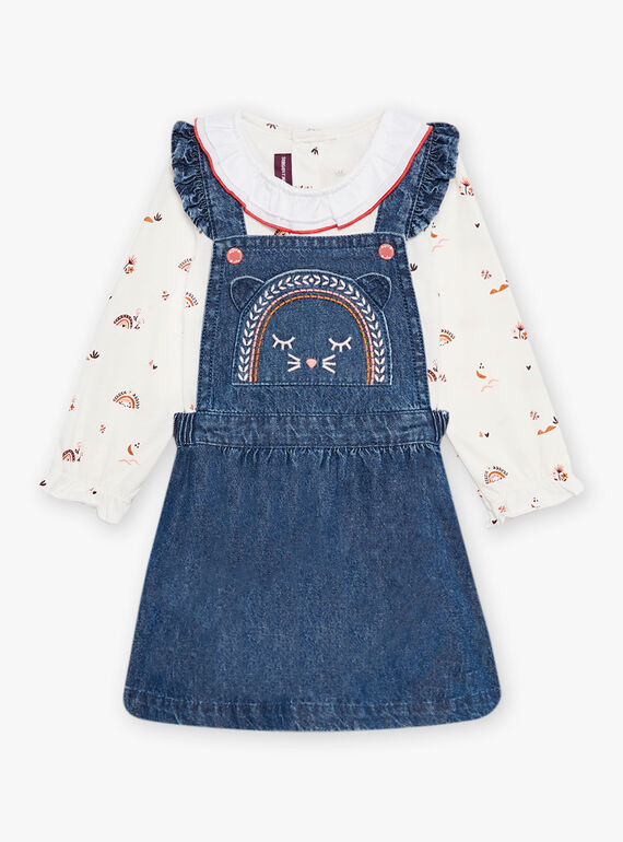 Ensemble body et robe salopette en jean bébé fille CABRIGITTE / 22E1BF71ENSP274