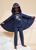 Pyjama deux pièces bleu foncé en coton avec cape tête de loup FLORIAGE2 / 23E5PG41PYT705