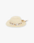 Chapeau de paille avec bande à imprimé clémentines et fleurs FLAMETTE / 23E4PFO1CHA009