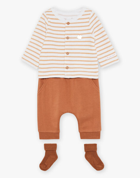 Ensemble haut écru, pantalon et chausettes caramel FORTUNATO / 23E0CM61ENS817