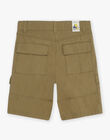 Bermuda cargo kaki clair en popeline craquante FLAPRAGE / 23E3PGO2BER612