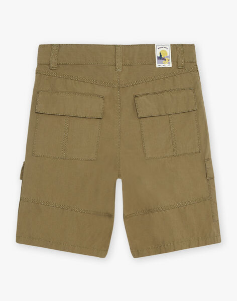Bermuda cargo kaki clair en popeline craquante FLAPRAGE / 23E3PGO2BER612