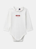 Body blanc imprimé pommes et col claudine à broderies fleurs manches longues Bébé Fille NAGAELLE / 25H1BFM2BOD001