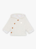 Veste de naissance à capuche en tubique écrue FOLMER / 23E0CM61VESA011