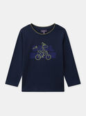 T-shirt bleu foncé imprimé chien Garçon NUPREMAGE / 25H3PGQ1TML070