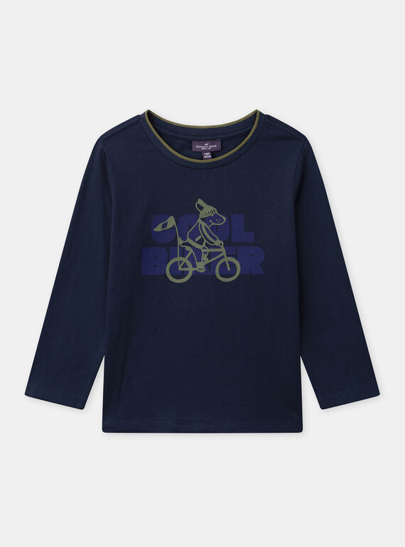 T-shirt bleu foncé imprimé chien Garçon NUPREMAGE / 25H3PGQ1TML070