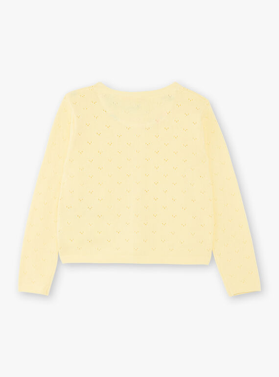 Cardigan jaune en maille ajourée enfant fille ZICADETTE / 21E2PFO1CARB104