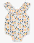 Maillot de bain 1 pièce orange et bleu à imprimé clémentines FITERESE / 23E4BFM1MAI114