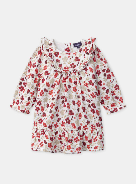 Robe écru en double gaze de coton imprimé floral Bébé Fille NACECILE / 25H1BFK1ROB001
