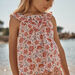 Blouse nude à imprimé fleuri