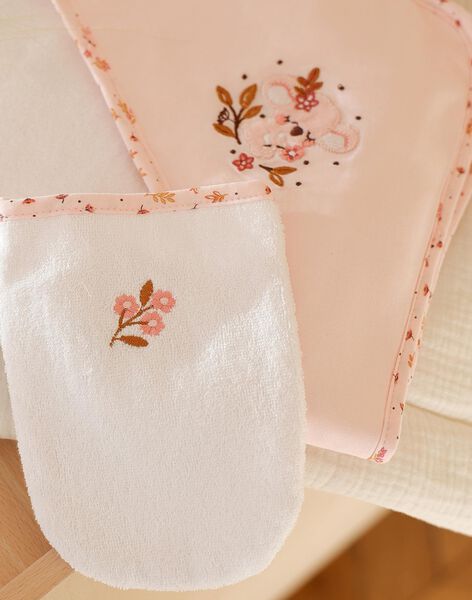 Pointe éponge et gant de toilette écrus à fleurs FOSKEA / 23E0AF61POI000