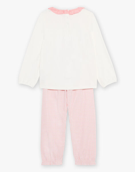 Ensemble pyjama écru à lapin et à carreaux FLORETTE / 23E5PF21PYJ001