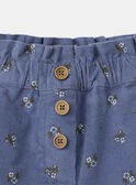 Short bleu à motif fleurs en velours Fille NUSHORETTE / 25H2PFQ1SHO205
