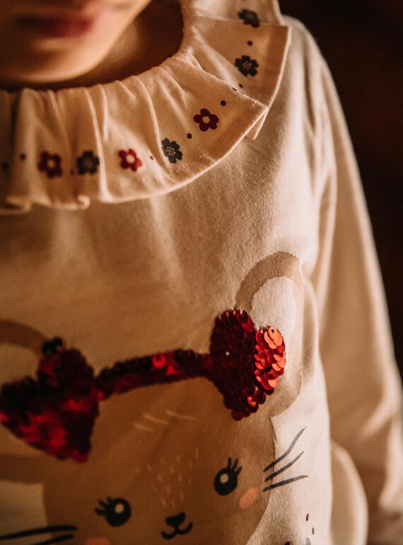 T-shirt beige à manches longues et à motif tête de souris DRITIMETTE / 22H2PFX2TML808