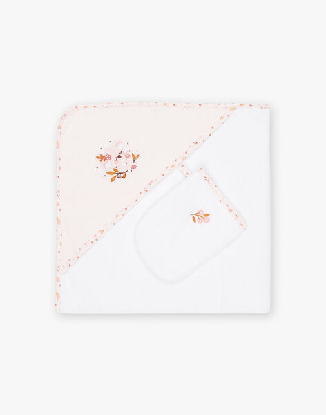 Pointe éponge et gant de toilette écrus à fleurs FOSKEA / 23E0AF61POI000