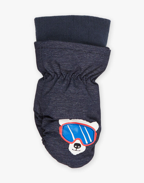 Moufles en twill à motif tête d'animal bleu marine DEBEARAGE / 22H4PGN2GAN703