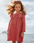Robe rose vintage brodée à volants enfant fille CADRETTE / 22E2PF71ROBD332