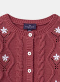 Cardigan rose framboise à broderies fleurs et volants sur les épaules Bébé Fille NAESTER / 25H1BFL2CAR308