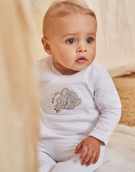 Pyjama en velours blanc à motifs éléphants naissance mixte : achat en ligne - Combinaison et ensemble | SergentMajor