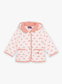 Manteau rose pâle à capuche matelassé à fleurs FIMARIE / 23E1BF51VESD319