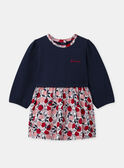 Robe bimatière bleu marine et imprimé pommes  Bébé Fille NAGISLAINE / 25H1BFM1ROB070