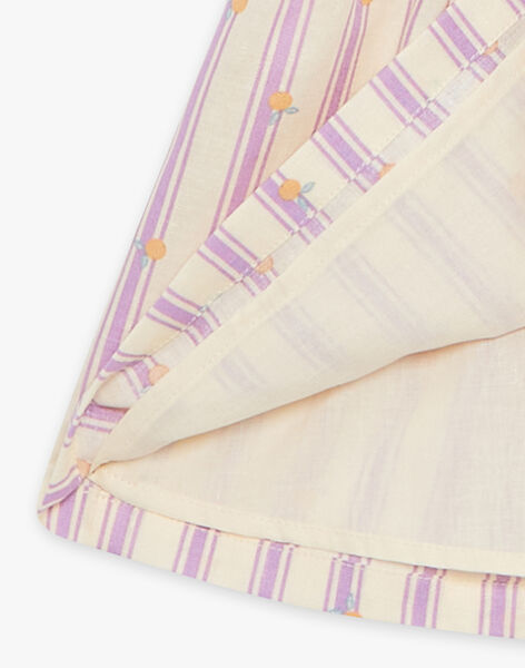 Robe vanille en lin à rayures mauve FLARAYETTE / 23E2PFO1ROB114
