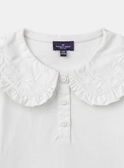 Blouse blanche à col claudine et manches longues resérrées Fille NOBLANETTE / 25H2PFP3TML001